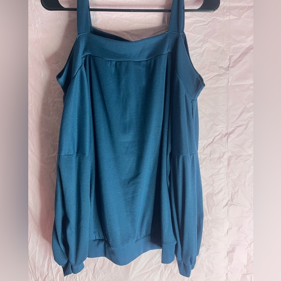 Women’s GYK medium open shoulder sleeved blue top - Picture 1 of 6